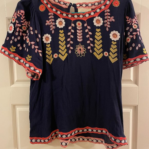 MELLODAY Tops - Melloday Boho Embroidered Blouse